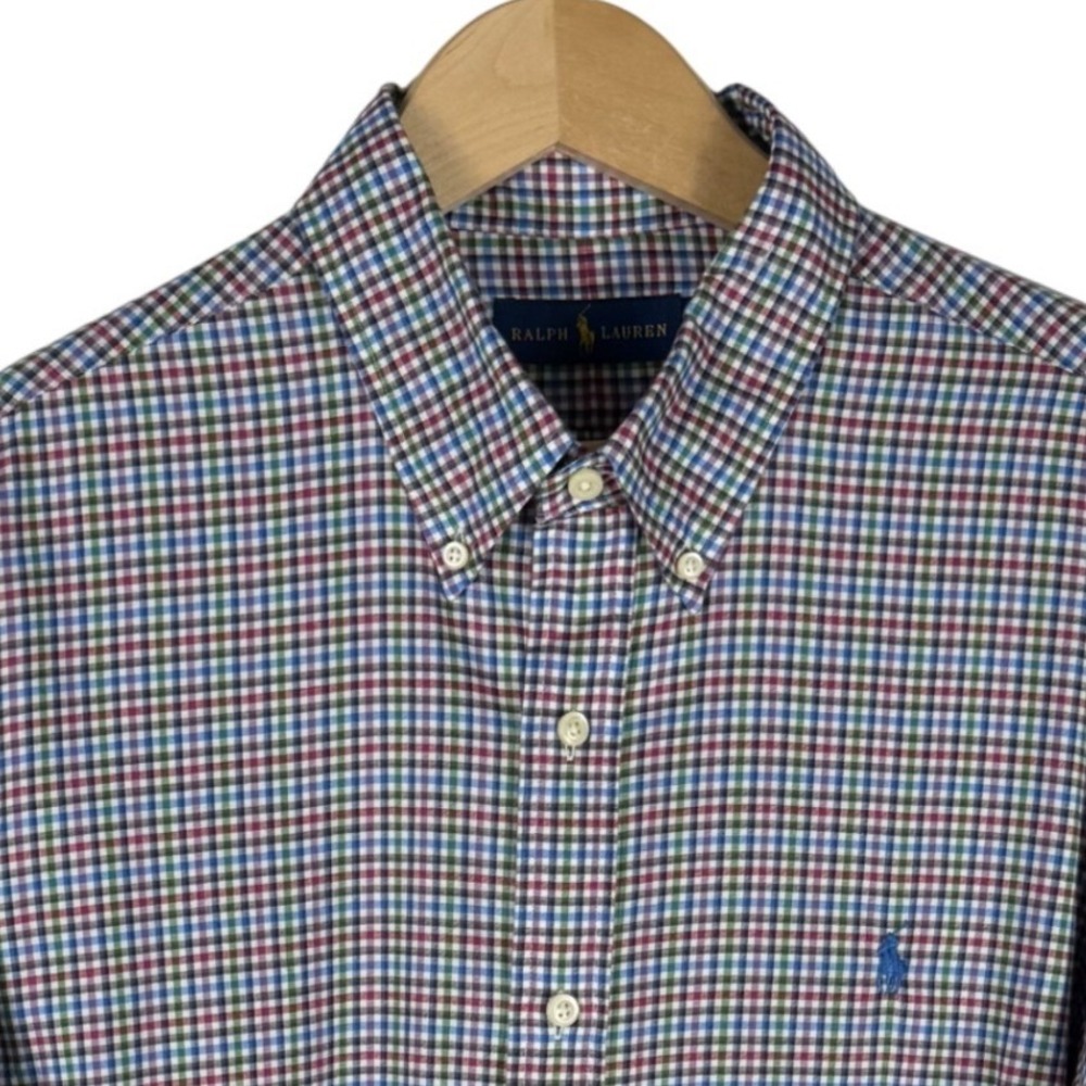 Ralph Lauren Mens XL Gingham Check Button Down Shirt Multi Color Cotton